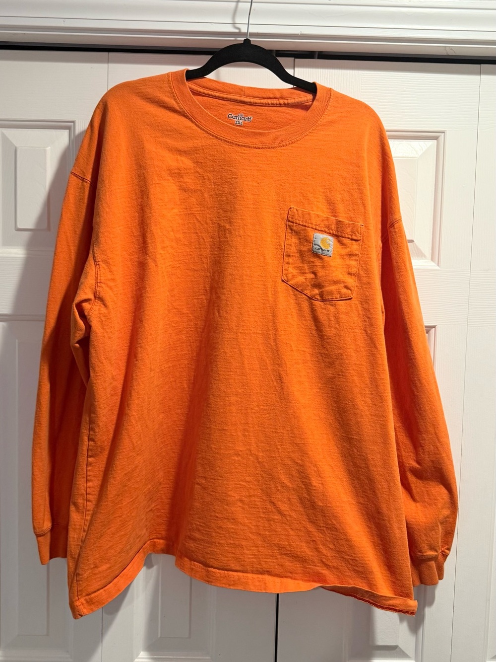Carhartt Men’s Long-Sleeve Pocket Tee — Orange #0084